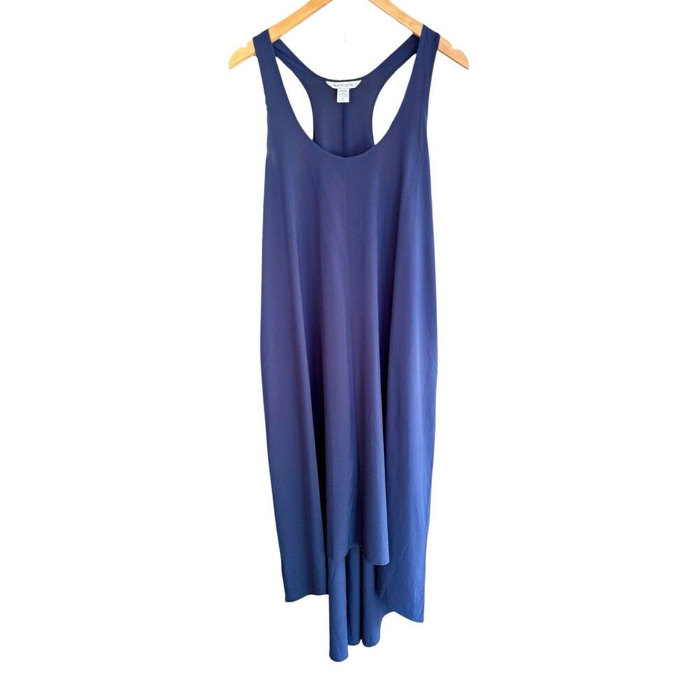 Athleta Presidio Traveler Maxi Dress Women's Large Navy Racerback Pockets NWT